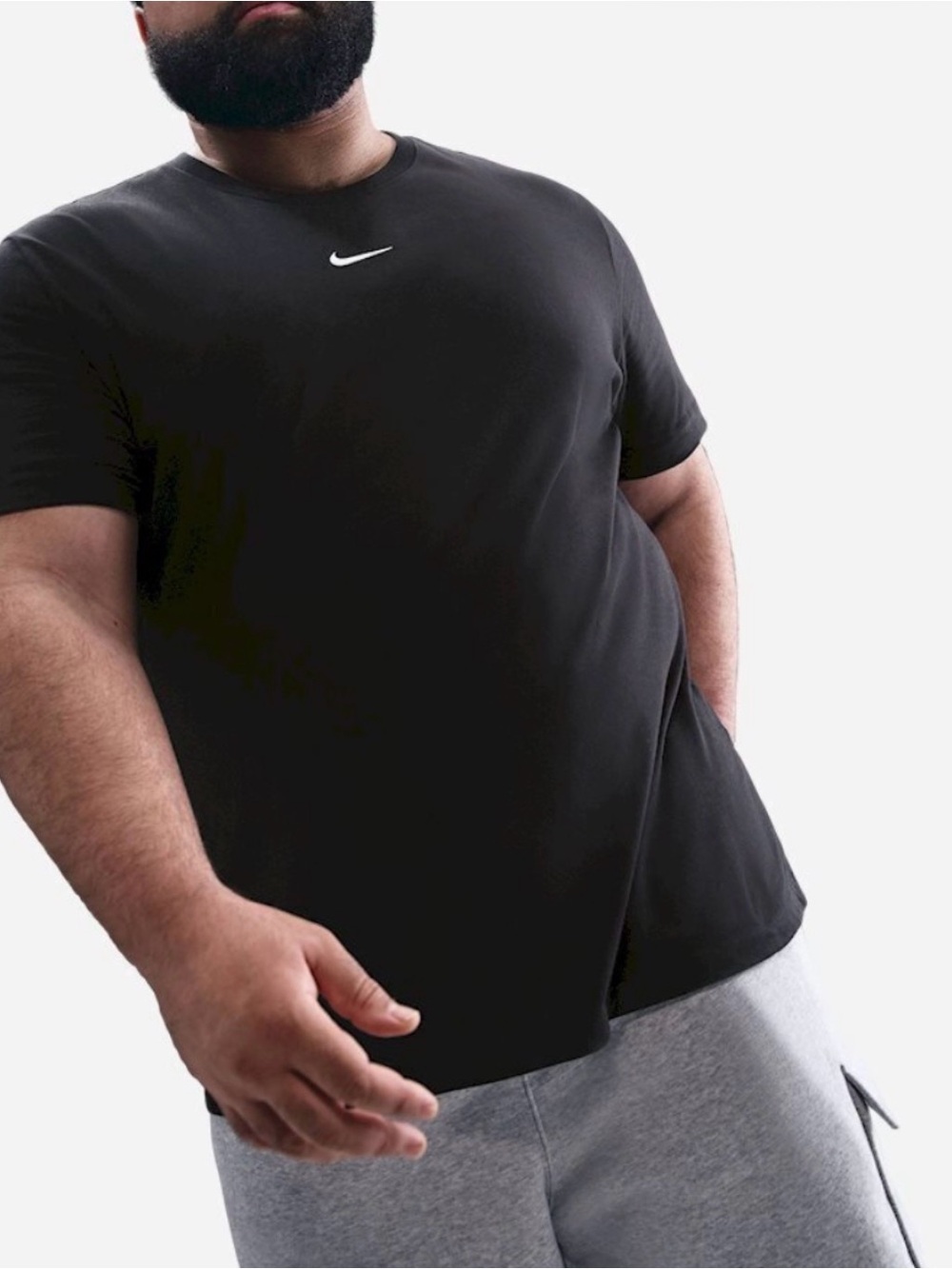 The  Black Nike Tee T-Shirt with White Swoosh. Size Big&Tall
